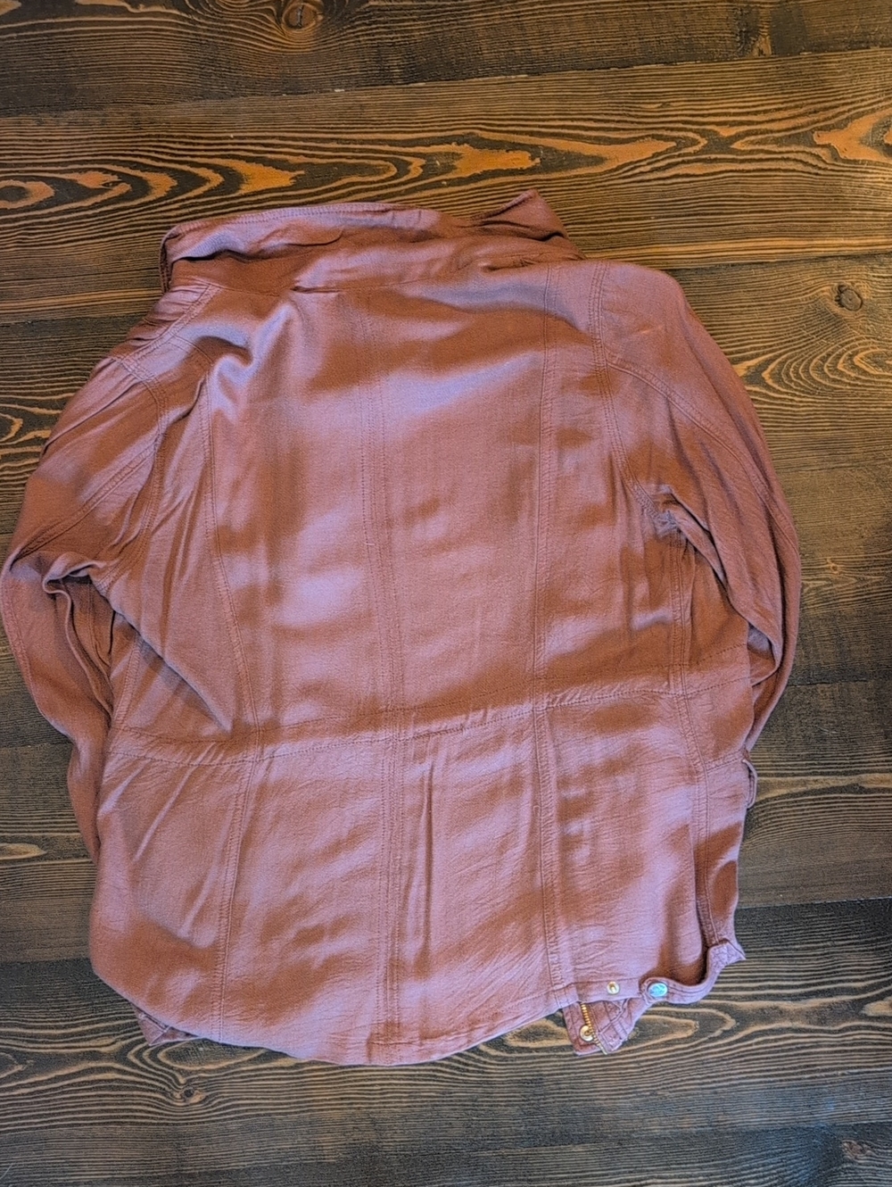 Lightweight Rusty Orange Button-Front Utility Jacket - Picture 4 of 4